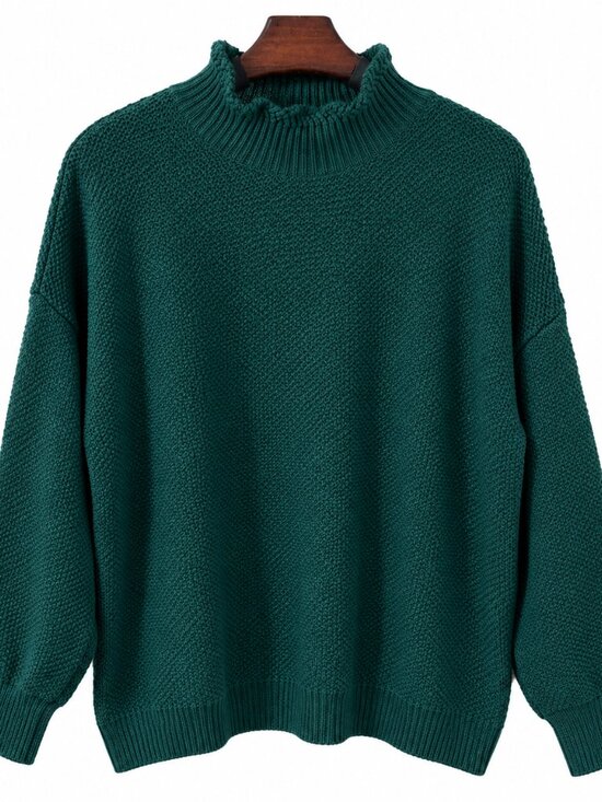 J. Crew Factory Sweaters - J.Crew Factory Teal Green Mock Neck Textured Knit Sweater XL Cozy Fall Winter